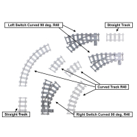 Wissel in bocht Links 90 graden R40